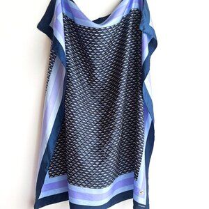 Vinyard Vines Blue Fish Print Silk Hand Rolled Edge Scarf